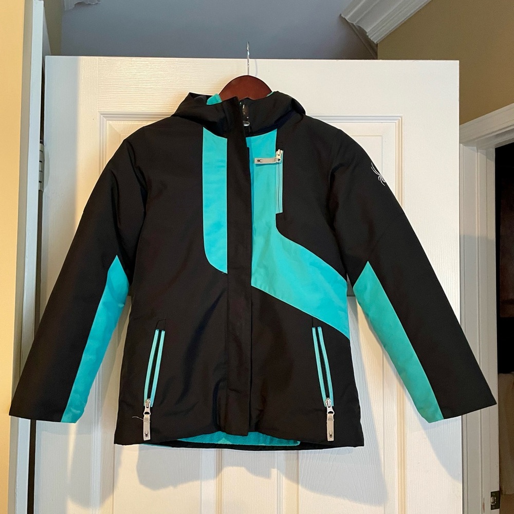 Spyder Kids Black and Teal Ski Jacket